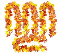 Artificial Maple Leaf Garlands, 200 cm Autumn Garland Autumn Leaves, Halloween Decor, Christmas Decoration, Indoor Outdoor Autumn Decor for Indoor, Outdoor, Fireplace, Window, Door, Table (4)