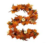 Artificial Maple Leaf Pumpkin Vine Garland Autumn Decoration Realistic Plastic Foam Wire Orange 180cm for Thanksgiving Window Door Shop(1.8m)