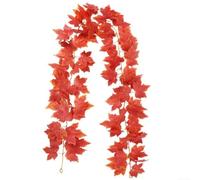 Artificial Maple Leaf Vine, 5.7 Feet 175 Cm Wreath Faux Fall Maple Leaf Wreath, Fireplace Party, Thanksgiving Halloween Decorations For House Garden Wall Door Fireplace Autumn Decoration(C)