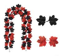 Artificial Maple Leaf Vine Garland 200cm Red Silk Realistic Layered