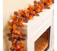 Artificial Maple Leaf Vine Garland Autumn Decor Silk Foliage for Home for hotel Wedding Party Orange 2m(278)