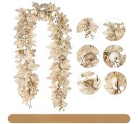 Artificial Maple Leaf Vine Garland Lifelike Beige Fall Foliage Flexible Iron Wire Stem Realistic Home Decor Mantel Table Centerpiece Photo Backdrop Nursery Harvest Theme Prop Craft(E)
