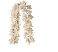 Artificial Maple Leaf Vine Garland Lifelike Beige Fall Foliage Flexible Iron Wire Stem Realistic Home Decor Mantel Table Centerpiece Photo Backdrop Nursery Harvest Theme Prop Craft(C)