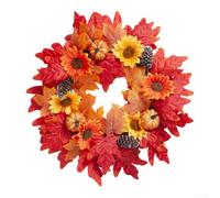 Artificial Maple Leaf Wreath For Thanksgiving Decor, 50Cm Autumn Garland