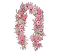 Artificial Maple Leaves Garland - Pink Fall Garlands,Fake Maple Pumpkin Autumn Wreath,Thanksgiving Halloween Decor for House Garden Wall Doorway Fireplace Autumn Decoration (1PC)