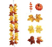 Artificial Maple Vine Garland Autumn Decor Orange for pe Multiple Lengths | Lightweight design easy to hang fits Thanksgiving Halloween and party settings resists fading for lasting appeal