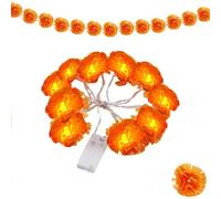 Artificial Marigold Flower Led String Light for Day Of The Dead & Halloween, Create A Festive Altar Or Spooky Porch, Lighted Marigold Garland LED Artificial Marigold String Lights for Decor，1.5m