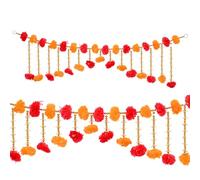 Artificial Marigold Fluffy Flowers with Moti Garlands Door Toran Set/Decorative Door Hanging Bandanwar for Home Navratri Festival Entrance for Decorations (Red & Yellow) (Size:-38 X 9")
