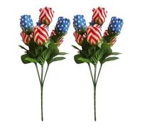 Artificial Memorial Flowers | Permanent Fade-Resistant Arrangement | Artificial Cemetery Flowers Red White Blue | for Elderly Family Friends Holiday Gathering Yard Park Backyard