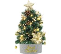 Artificial Mini Christmas Tree, 23Inch Small Christmas Trees with Lights Pre-lit Tabletop Xmas Tree Berry Pine Cone Ornaments for DIY Desktop Xmas Home, Kitchen Decor