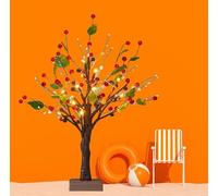 Artificial Mini Christmas Tree Light up Tabletop Xmas Tree with Red Berry and Green Leaves Table Decoration Light for Tabletop Centerpiece Christmas Decorations Indoor Home Decor