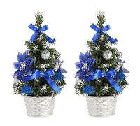 Artificial Mini Christmas Tree Mini Christmas Tree Artificial Small Xmas Tree Tabletop Desk Decorations 2PCS Blue