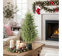 Artificial Mini Christmas Tree with Snow, 50cm Flocked Miniature Tabletop Decoration, Artificial Potted Frosted Mini Christmas Tree,Small Indoor Home Desk Table Xmas Decorations 2pcs (Green)