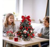 Artificial Mini Green Christmas Tree, Lit Small Christmas Tree With Led Lights Tabletop Fake Xmas Tree Little Christmas for Festive Home Decoration Great for Tabletop & Desk (C)