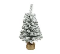Artificial Mini Snowy Christmas Festive Tree Green In Jute Bag - 60cm