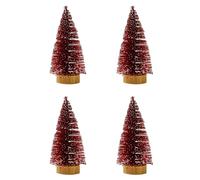 Artificial Minii Christmas Trees - 4pcs Snowy Frost 10cm Pine Model Trees | Minii Winter Tabletop Ornaments for Christmas Crafts | Small Christmas Tree Holiday Decor for Living Room, Home Decoration