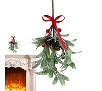 Artificial Mistletoe Decor - 10.63 Inch Artificial Mistletoe Decor, Vintage Christmas Ornaments, Simulated Mistletoe Ornaments with Pine Cones and Red Fruits for Home Na Tree