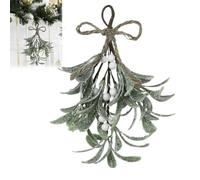 Artificial Mistletoe Picks, Christmas Simulated Mistletoe Branches, Fake Mistletoes Branches With Frosted Berries And Ribbon, Mistletoes Sprigs Decoration, Faux Berry Stems Ornament For Garland(White)