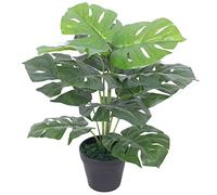 Artificial Monstera Plant with Pot, 45 cm, Green, 12 Leaves Made of Plastic, Durable Silk Flower, Easy Care for Living Room, Office, Balcony, Indoor and Outdoor Decoration
