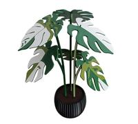 Artificial Monstera Plants - Tall Faux Plant | Simulation Green Plaant Potted Decoration | 3d Printed Indoor Farmhouse Style Leaf Coaster For Living Room Windowsill Bathroom Tabletop Décor