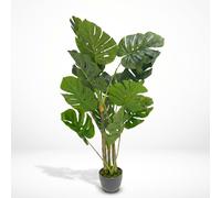 HOMESCAPES Artificial Monstera Tree 100cm (3ft) Large Swiss Cheese Plant - Faux Silk Tropical Indoor Houseplant with Pot