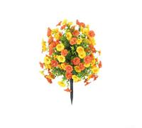 Artificial Morning Glory Grass Ball Tree with Flower, 18.5 Inch Tall Faux Topiary Plant for Indoor and Outdoor Decoration, Plastic and Silk Materials with Ground Spike for Garden, Balcony