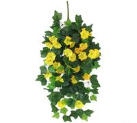 Artificial Morning Glory Trumpet Flowers Fake Vine 63cm - Realistic Silk Plastic Garland for Wedding Arch Wall Backdrop Home Office Decor Purple Pink(Yellow)