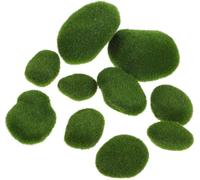 Artificial Moss Stones Set 10pcs, 5 Sizes Fake Mossy Rocks for Aquarium Decor, Fairy Garden, Terrariums & Crafts