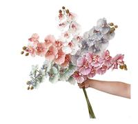 Artificial Moth Orchid Flowers, Set of 2, 9 Blooms Each,Long Stem Faux Orchid for Vase (Pink)
