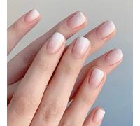 Artificial Nails Coffin False Nails Fake Fingernails Gradient Acrylic Stick On Nails 24 Pieces For Women And s White Short Professional process