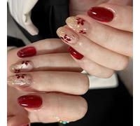 Artificial Nails Easy Application False Ideal for Commute Quickly Touch Wine Red Design for Various Setting Artificial Elegant Wine Red Highly Shinier Finish False