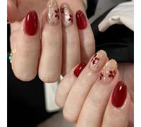 Artificial Nails Easy Application False Ideal for Commute Quickly Touch Wine Red Design for Various Setting Artificial Elegant Wine Red Highly Shinier Finish False