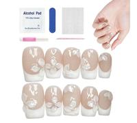 Artificial Nails - False Tips with Floral and Pearl Design | False Nail Tips | For Weddings, Parties, Beauty Salon, Home, Holidays, Girls and Ladies