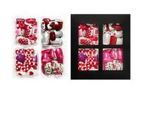 Artificial Nails Set of 96Pcs Multiple Sizes Sweet Red Heart Polkas Dot Pattern Glitters Decoration for Fashionable Ladies Press on Nail