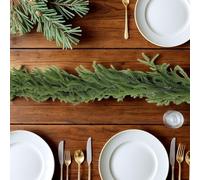 Artificial Norfolk Pine Garlands, Christmas Real Touch Winter Garland, Fake Green Faux Pine Needles Garland for Table Fireplace Mantle Holiday Home Indoor Outdoor Decor