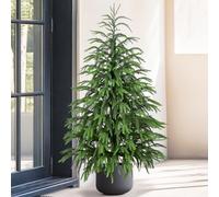 Artificial Norfolk Pine Tree, 4 ft Realistic Christmas Tree, Fake Potted Plants for Front Porch Outdoor Indoor Garden Christmas Decor