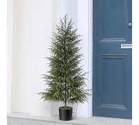 Artificial Norfolk Pine Tree - 4ft (48") Faux Christmas Tree Fake Potted Plants for Indoor Outdoor Home Front Porch Christmas Decor