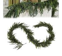 Artificial Norfolk Pine Wreath - Real Touch Winter Pine Decor, Cedar Garland, Natural Greenery Mantle Decor (150cm)