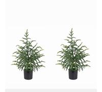 Artificial Norfolk potted pine tree，60 cm Christmas Tree Potted Lifelike Mini Pine Tree with Pot Green Faux Christmas Tree for Front Porch Christmas Indoor Outdoor Decor，Table Desk Home Decor (2)