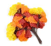 Artificial Oak Leaf Garland 12pcs Multicolor Fake Foliage for Wall Decoration - UV Resistant Plastic Vines 65cm Home Garden Decor(Yellow Red)
