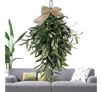 Artificial Olive Teardrop Swag with Decorative Bow, 60cm Green Olive Dangling Ornament Wreath for Holiday Window and Wall Decoration, Perfect for Indoor and Outdoor Use