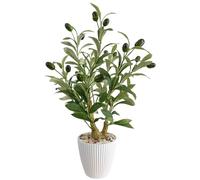 Artificial Olive Tree 18" Tall Small Faux Fake Potted Plant Medium Olive Branches and Fruits Realistic Mini Tree for Tabletop Home Office Living Room Decor Indoor (Olive)
