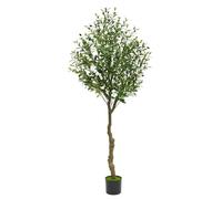 Artificial Olive Tree 180cm Large Fake Plants Indoor Outdoor, Lifelike Leaves Faux Olive Tree with Natural Wood Trunk, Tall Fake Plant for Living Room Home Office Garden