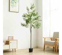 Artificial Olive Tree, 6FT Tall Faux Silk Plant Artificial Tree in Potted Oliver Branch Leaves and Fruits for Modern Home Decor Indoor