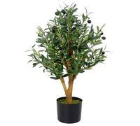 Artificial Olive Tree Black Plastic Pot 65cm Luxury Olive 65cm Real Wood Trunk Botanik Leaf Green One Size