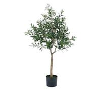 Artificial Olive Tree, Topiary Faux Tree - Premium Quality Real Wood Trunk and Natural Appearance Leaves, UV Protected, Indoor and Outdoor Use