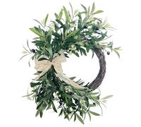 Artificial Olive Wreath, 20 Inch Realistic Greenery Wreath for Front Door Rustic Farmhouse Mediterranean Style All Season Decor