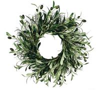 Artificial Olive Wreath 40cm for Door Wall Mantel Wedding Arch Table Centerpiece For Home Office Decor All Year Round Green Leaf Arrangement