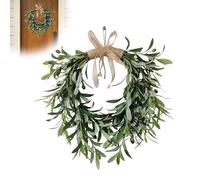 Artificial Olive Wreath for Front Door,45cm Faux Greenery Wreath with Burlap Bow & Olives,Modern Farmhouse Wall Decor Year Round Spring Summer Interior Exterior