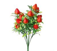 Artificial Orange Fortune Fruit Branches, 7-Fork Simulated Floral Decor for Home Wedding Office, Plastic Foam Fake Fruit Cutting Ornament(strawberries)